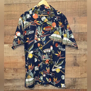 🌻 Cactus Casual Luxury Men's size Large SS Button Down Hawaiian Billiard Travel